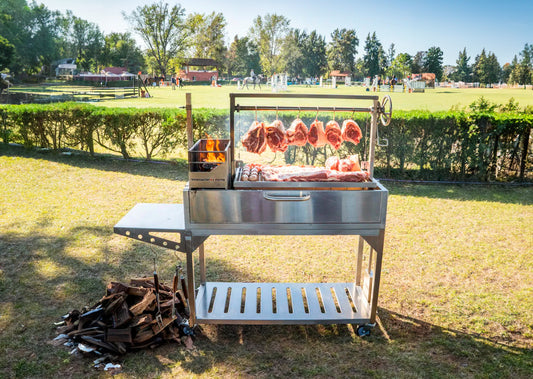 Tagwood BBQ Fully Assembled Argentine Santa Maria Wood Fire & Charcoal Grill - All Stainless Steel - BBQ03SSF